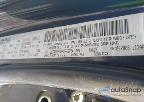 2015 Ram 1500 Laramie z USA, uszkodzony, nr VIN 1C6RR7NM0FS746714